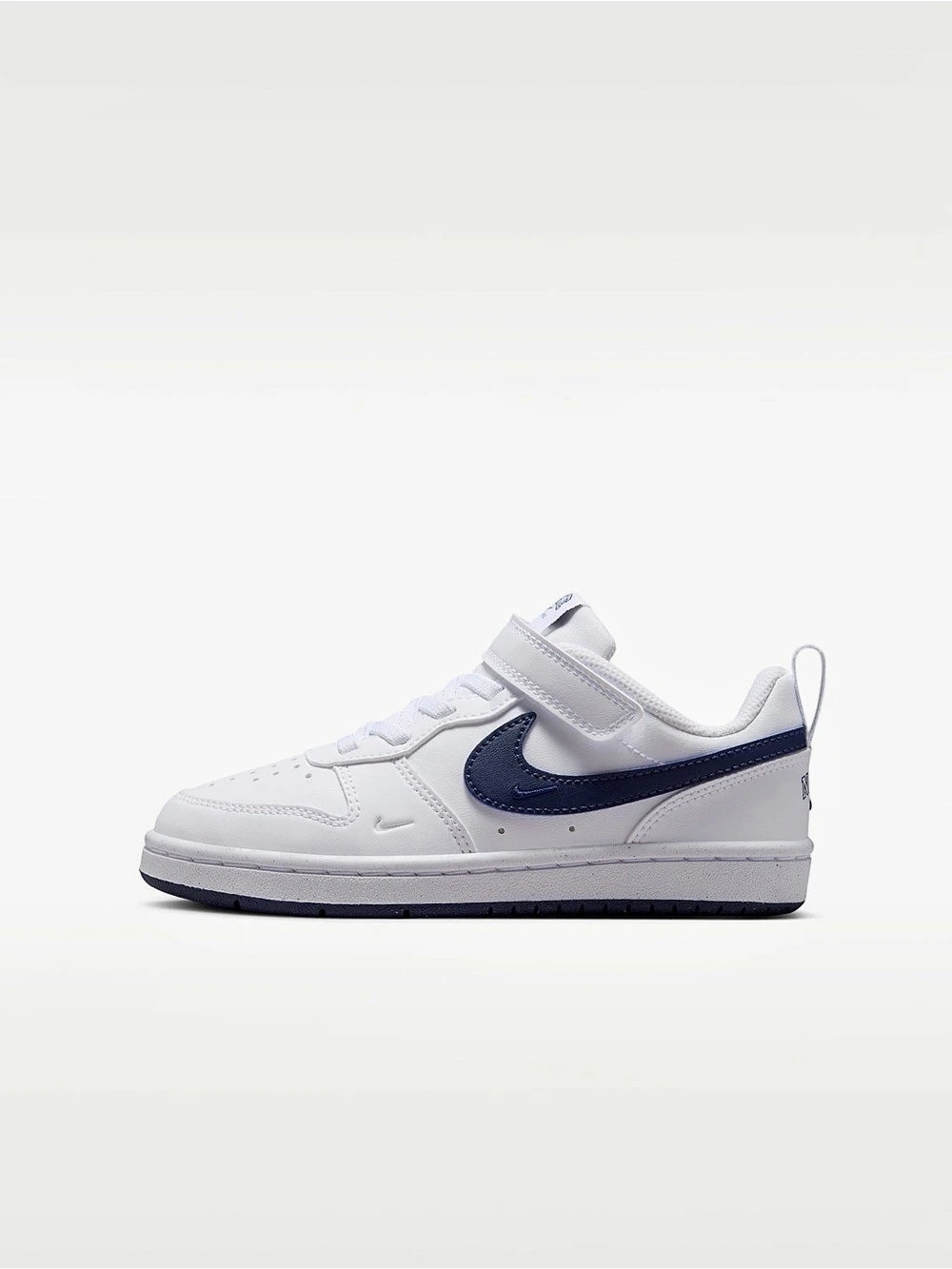 NWT Nike Court Borough Low Kids 1.5Y White Navy Sneakers Shoes